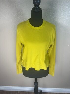 Sundance Yellow Crewneck Waffle Knit Long Sleeve Top